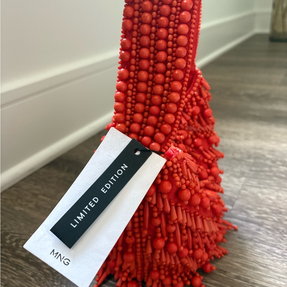 NWT Mango Beaded Red Women's Bag - Picture 2 of 2